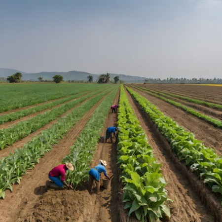 Field work by farmers to produce foodの素材