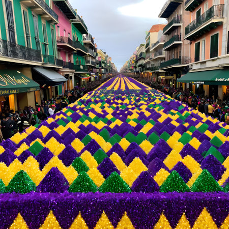 Mardi Gras carnival festival with colorful dresses and masksの素材