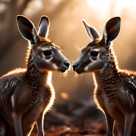 Kangaroos fight each other with boxing glovesの素材