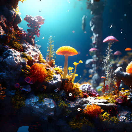 Colorful lichens live in symbiosis in the forestの素材