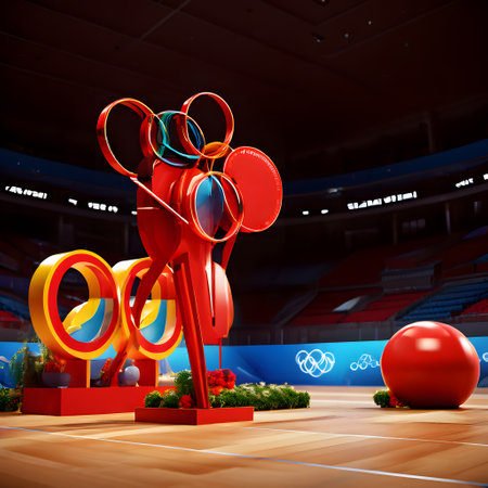 big, colorful Olympic Games with athletes from all over the worldの素材