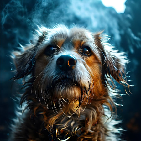 Dog with a bone in its mouth that is way too bigの素材