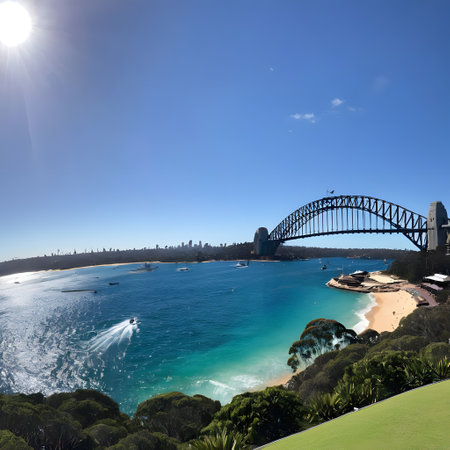 Sydney in Australia with harbor, bridge and operaの素材