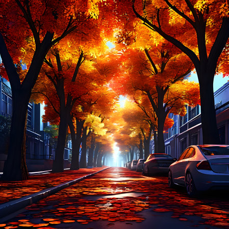 long street with big tree avenueの素材