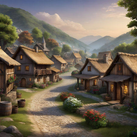 old rustic village in the mountainsの素材