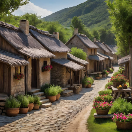 old rustic village in the mountainsの素材
