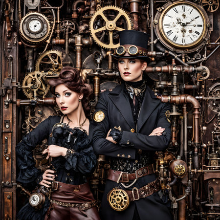 Steampunk style as a synthesis of old and newの素材