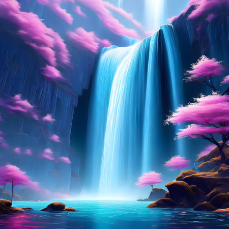 Surreal waterfall in an idyllic setting in the countrysideの素材