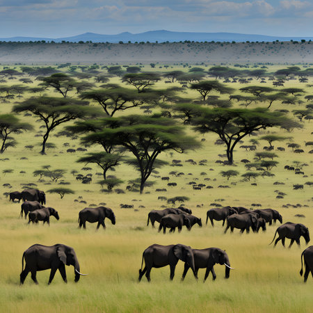 African wildlife in the Serengeti savannah in Tanzaniaの素材