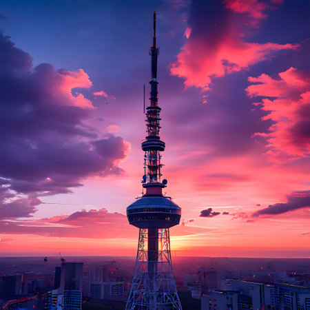 high television tower for communication and distribution of signalsの素材