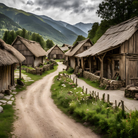 old rustic village in the mountainsの素材