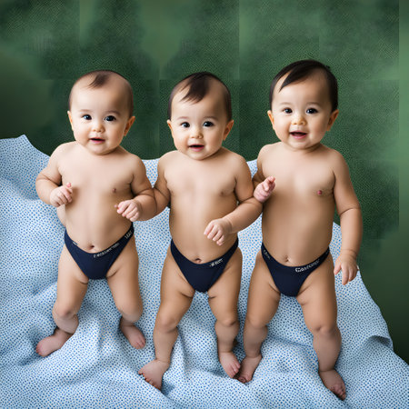 cute little babies look into the cameraの素材