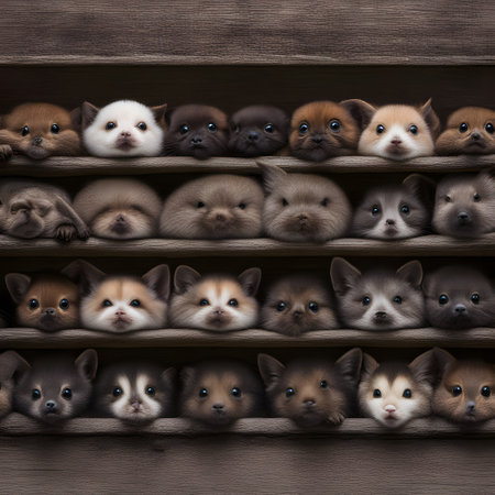 cute little babies look into the cameraの素材