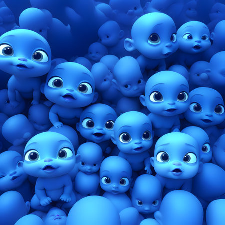 cute little babies look into the cameraの素材