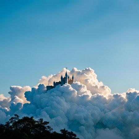 mysterious sky palace hidden in the cloudsの素材
