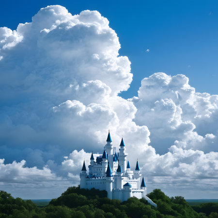 mysterious sky palace hidden in the cloudsの素材