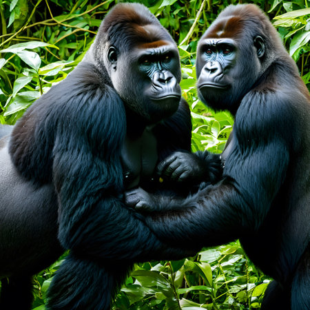 Gorillas live in seclusion in the wilds of Africaの素材