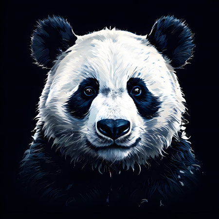 large black and white panda bear from China in the wildの素材