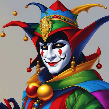 Colorful Harlequin makes his jokes at people's expenseの素材