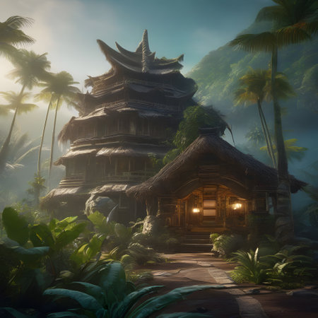 Primeval paradise of the Cretaceous period with animals and plantsの素材