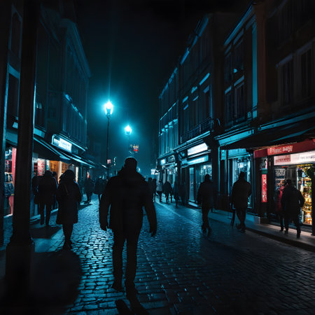 Street photography in the lively pedestrian zone in the city centerの素材