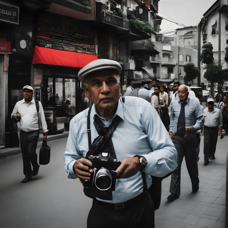 Street photography in the lively pedestrian zone in the city centerの素材