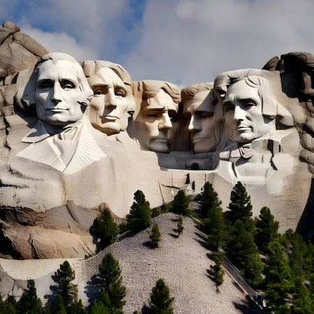 Mount Rushmore with the presidential portal carved into the rockの素材