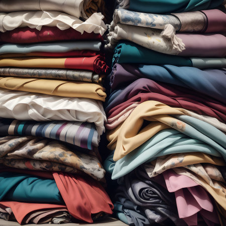 colored pile of trending fabricsの素材