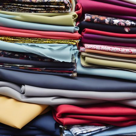 colored pile of trending fabricsの素材