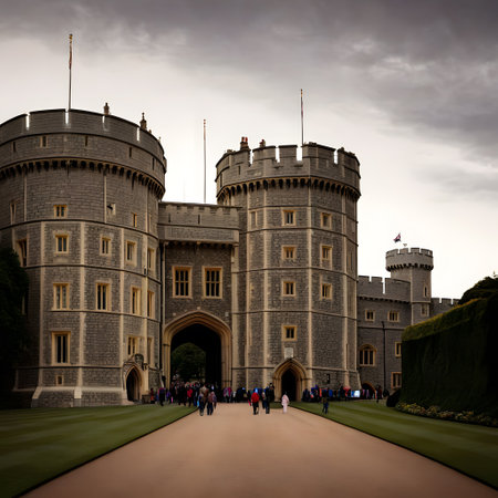 historic Windsor Castle as a royal seat and residenceの素材