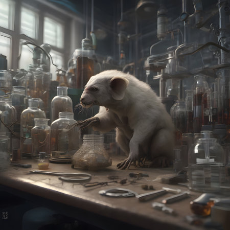 Laboratory for animal experiments with animals and cagesの素材