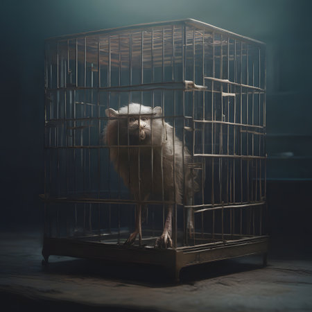 Animals are kept in cages that are far too smallの素材