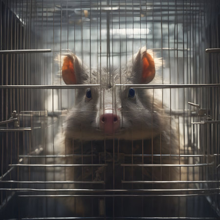 Animals are kept in cages that are far too smallの素材