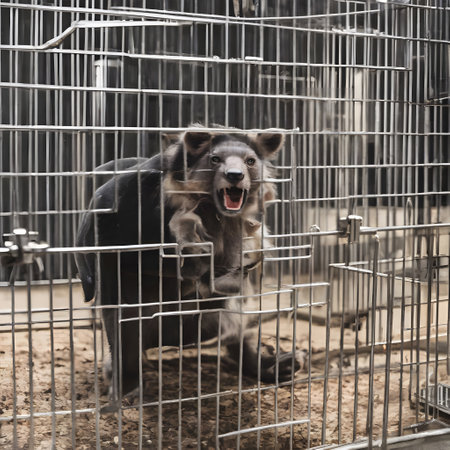 Animals are kept in cages that are far too smallの素材