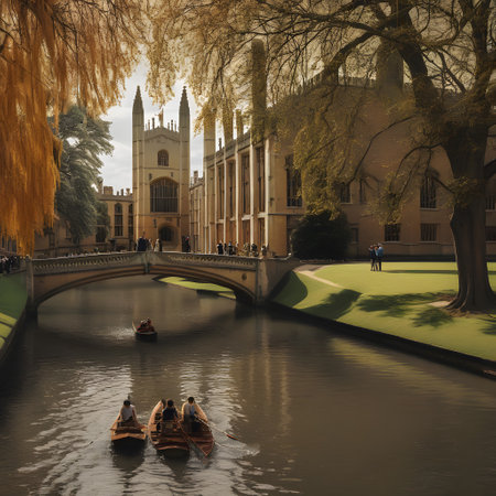 the old historic Cambridge in England as a university cityの素材