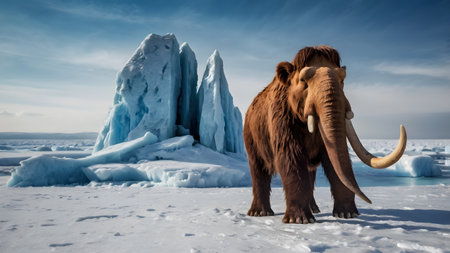 Mammoths huge prehistoric colossi in the ice age in the eternal iceの素材