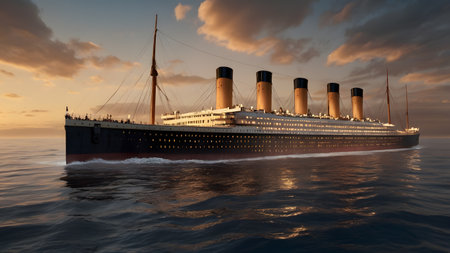 the ocean crossing on the mighty Titanicの素材