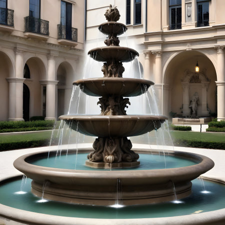 wonderful fountain in the city with running waterの素材