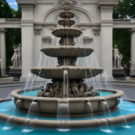 wonderful fountain in the city with running waterの素材