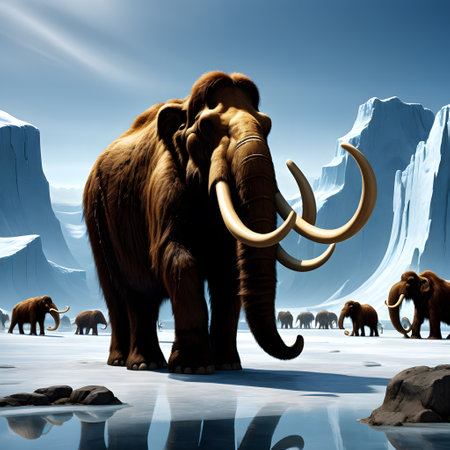 Mammoths huge prehistoric colossi in the ice age in the eternal iceの素材