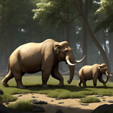 Elephants in the Pleistocene after the retreat of the ice sheetの素材