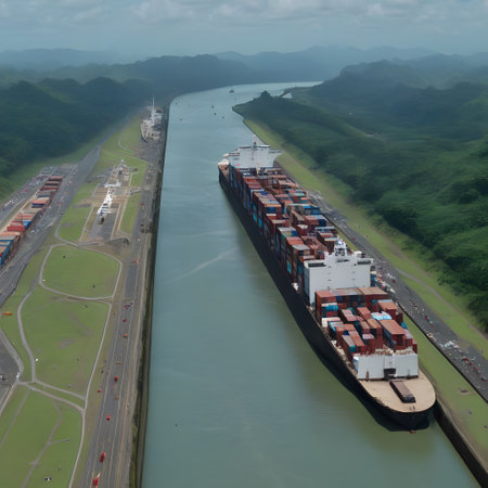 The Panama Canal in Central America as a shortcut for freight trafficの素材