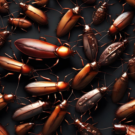Brown cockroaches crawl around in their hundredsの素材