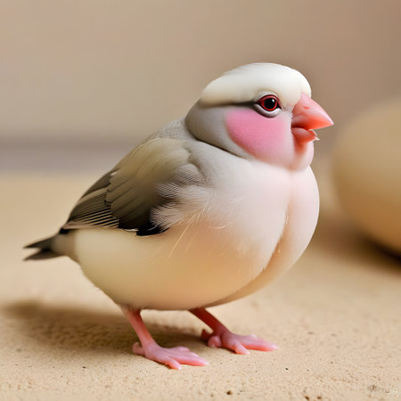 Small singing bird with white and pink feathersの素材