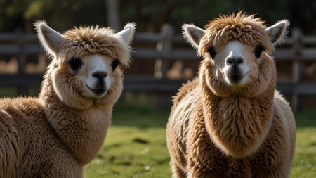 cut brown wild alpacas on greenlandの素材