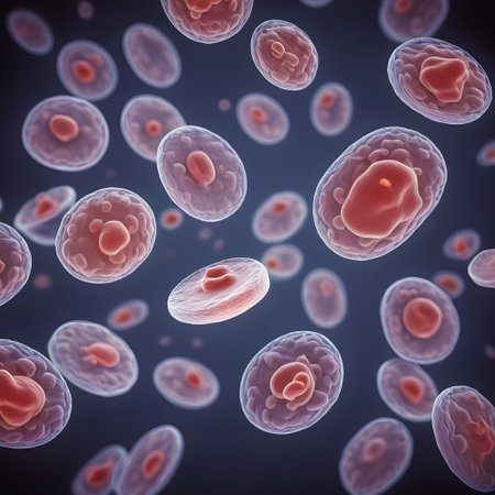 viruses and anticlonal anti body under the microscopeの素材