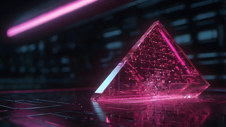 neon colored futuristic laser beams in the laboratoryの素材