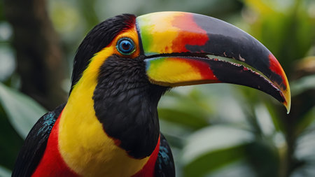 colorful toucan bird in the jungle of the rainforestの素材