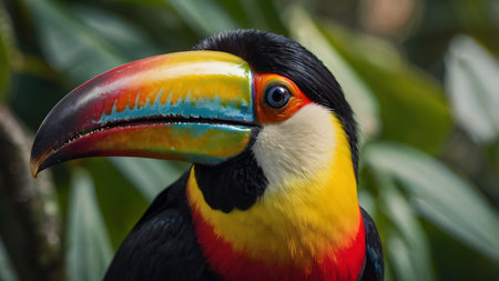 colorful toucan bird in the jungle of the rainforestの素材