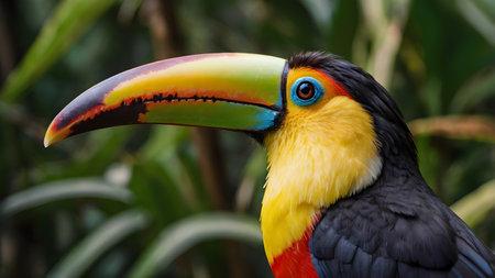 colorful toucan bird in the jungle of the rainforestの素材